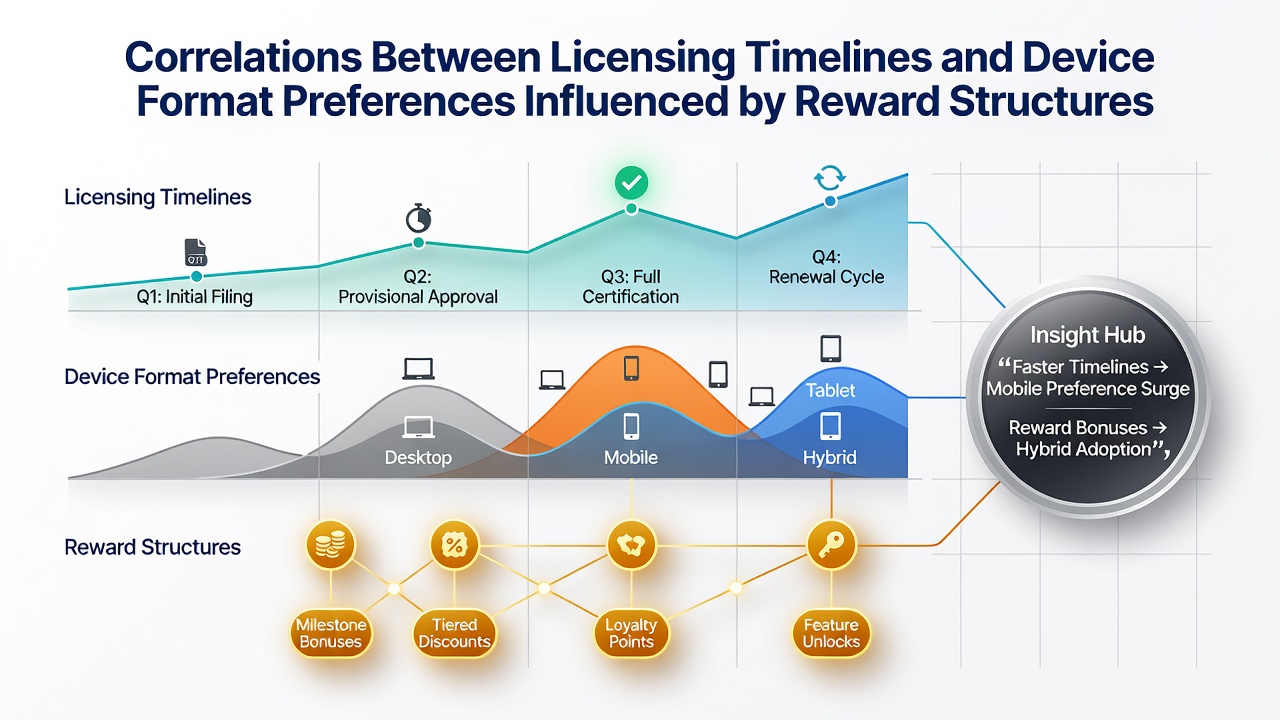 Data visualization of device format shifts linked to reward structures and licensing speed