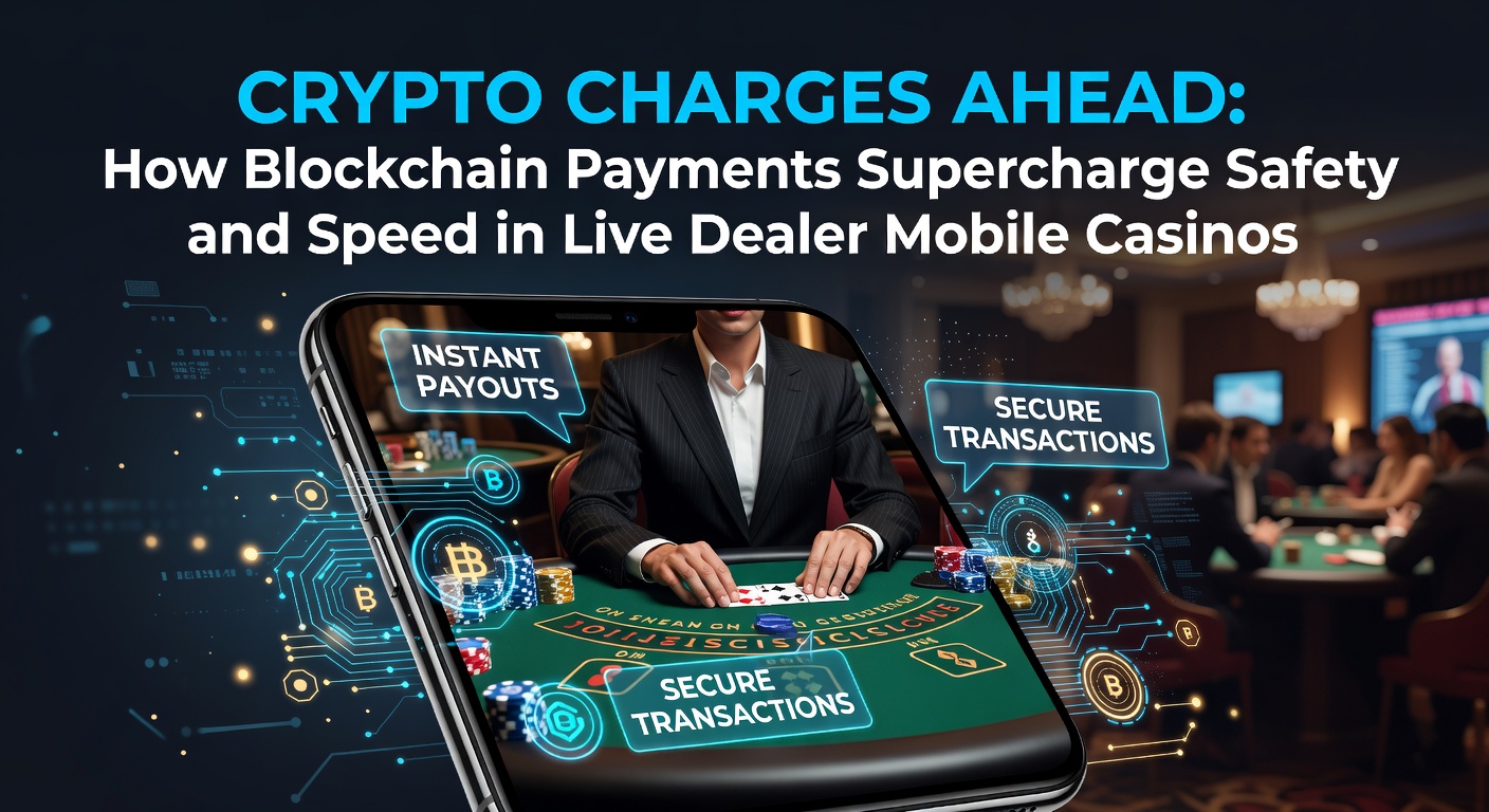 Blockchain network visualization showing secure transactions flowing into a mobile casino interface with live dealer games in the background