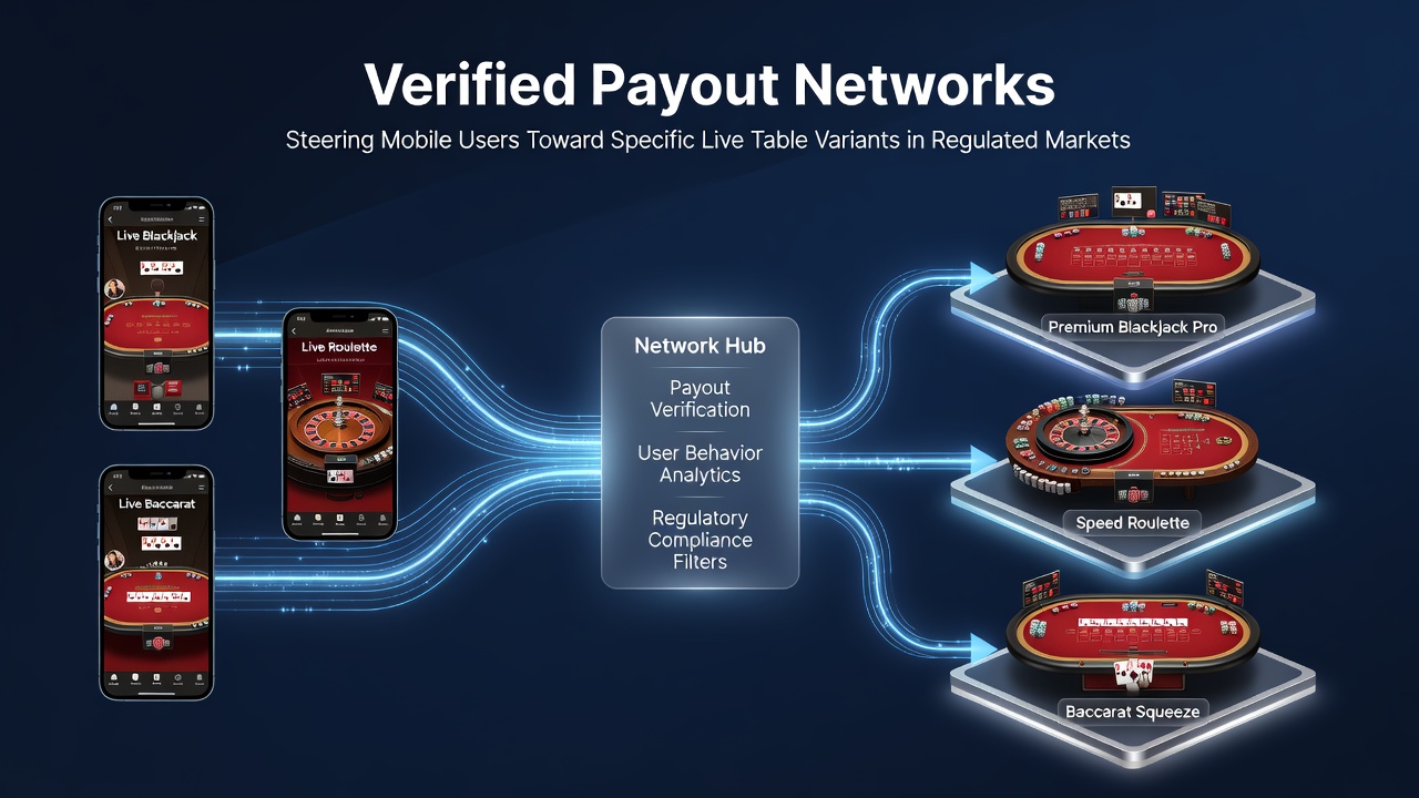Close-up of a regulated mobile app highlighting payout-verified live dealer tables and user flow